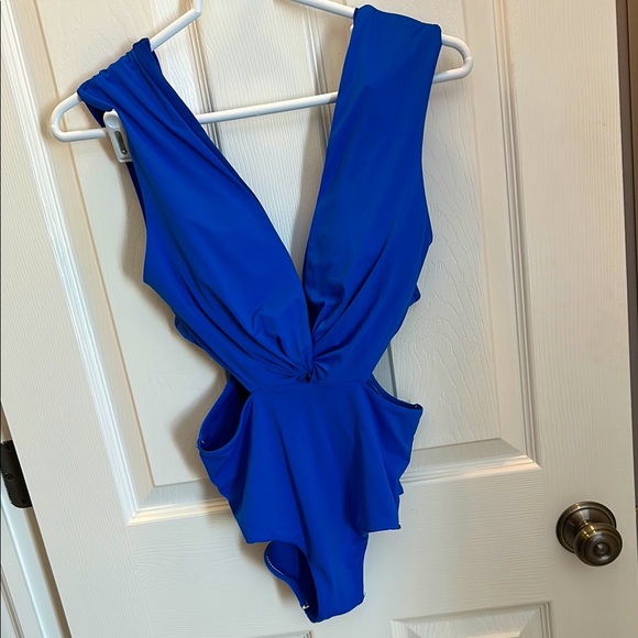 Royal Blue One Piece Cutout Swimsuit - Picture 1 of 3